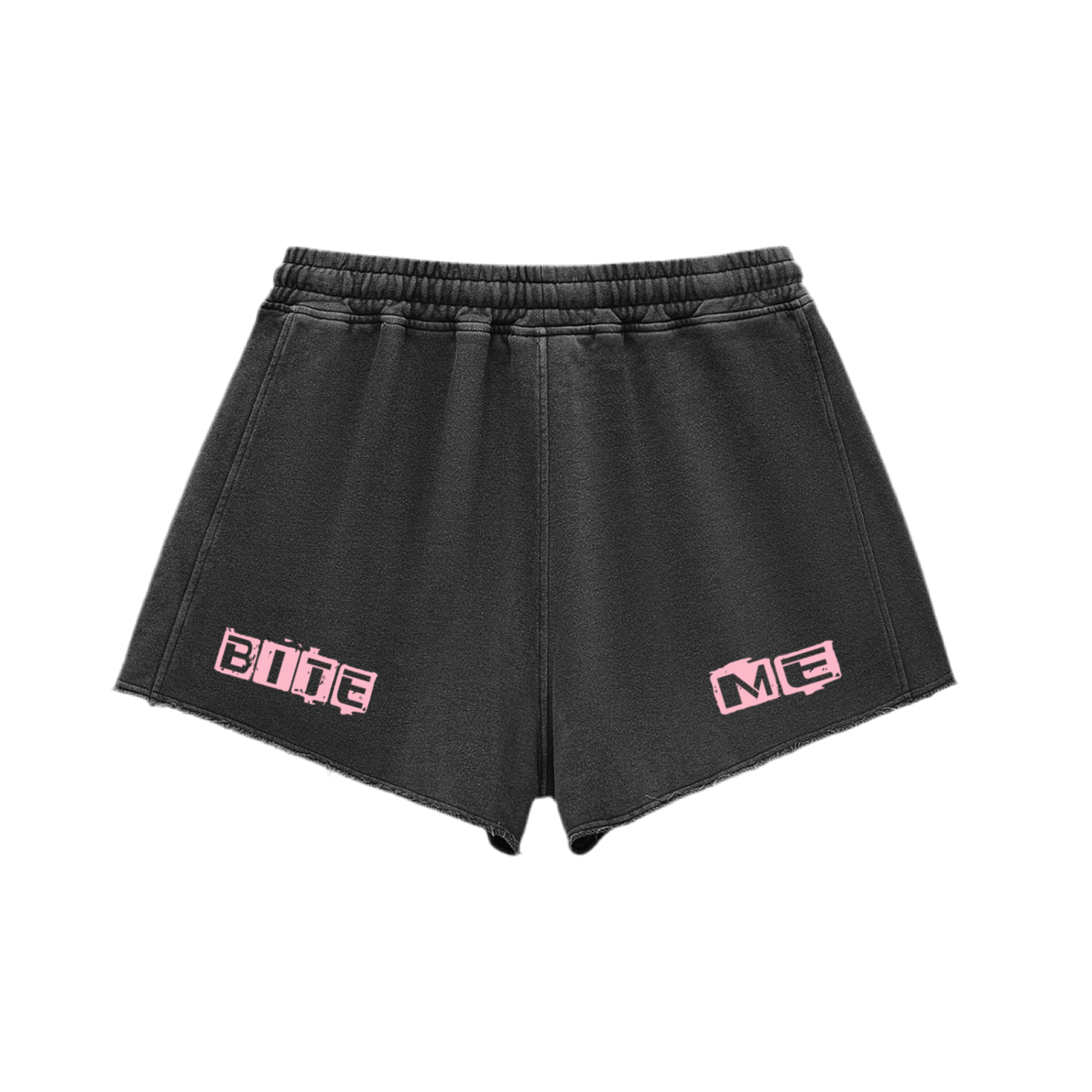 Snow Washed Raw Edge Drawstring Shorts